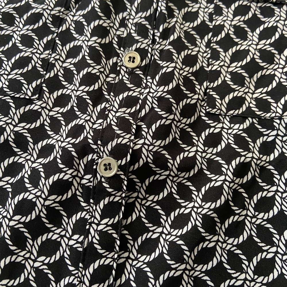 NY Collection Black and White Mandarin Collar Blouse Size Large - Picture 8 of 13